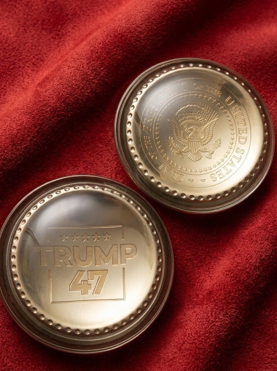 Rare Authentic President Donald J Trump 47 VIP Salisbury Pewter Paperweight Set Rare Authentic President Donald J Trump 47 VIP Salisbury Pewter Paperweight Set