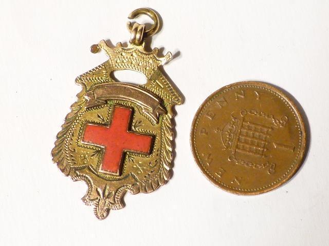 Antique 1919 9ct Gold & Enamel YORK HOSPITAL Award Fob Medal A. Stannard #Y1