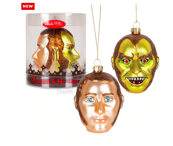 Dr Jekyll Mr Hyde Monster Glass Ornament Double Sided New 2022