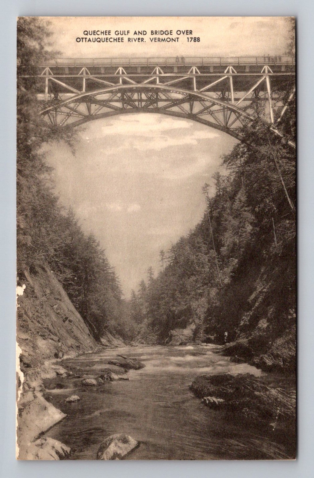 Quechee VT-Vermont, Bridge Over River, Vintage Postcard