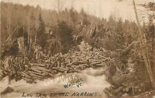 Postcard RPPC Vermont Wolcott Log Jam in Narrows Lamoille River 23-1288 picture