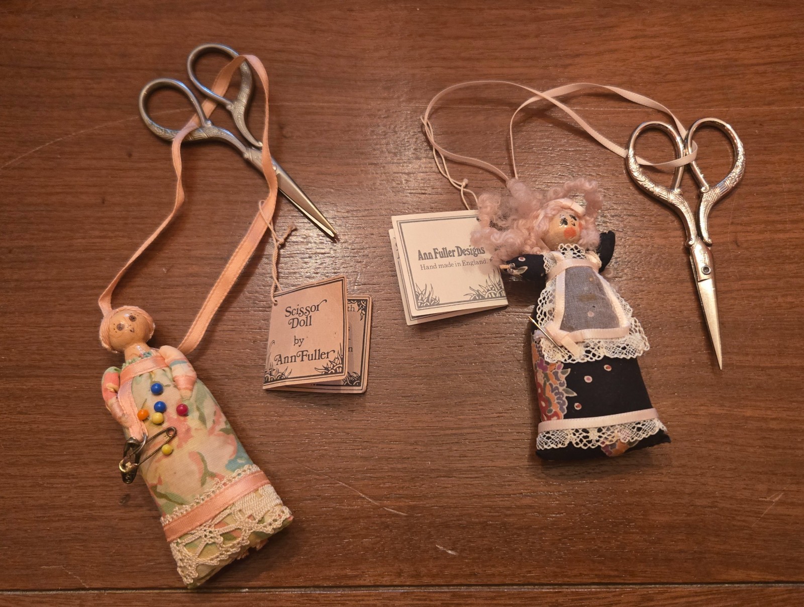 Lot of 2 Vintage Ann Fuller Designs Scissor Dolls England Handmade with Tags VTG Lot of 2 Vintage Ann Fuller Designs Scissor Dolls England Handmade with Tags VTG