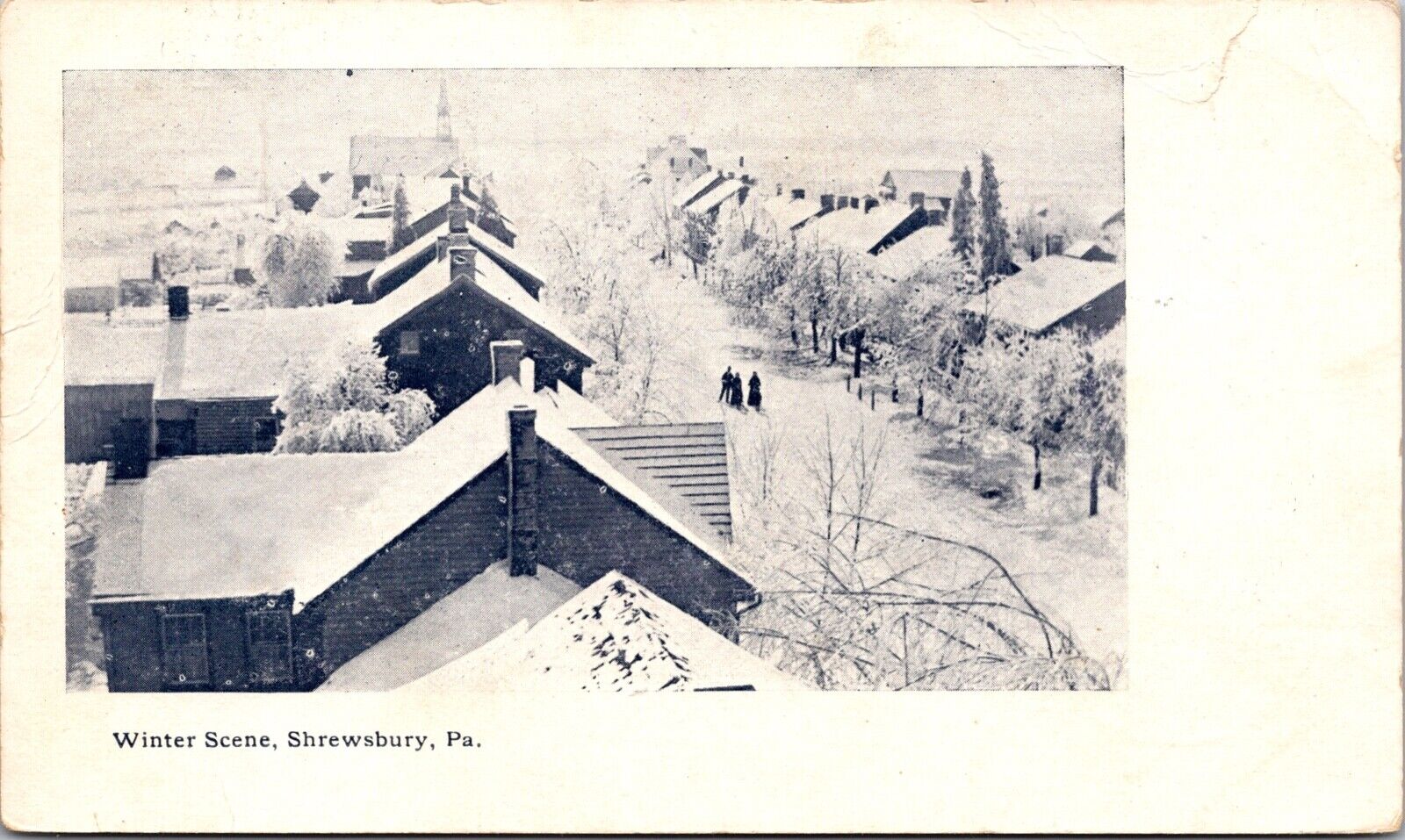Postcard Homes and Street Scene Covered in Snow, Shrewsbury, Pennsylvania~3752