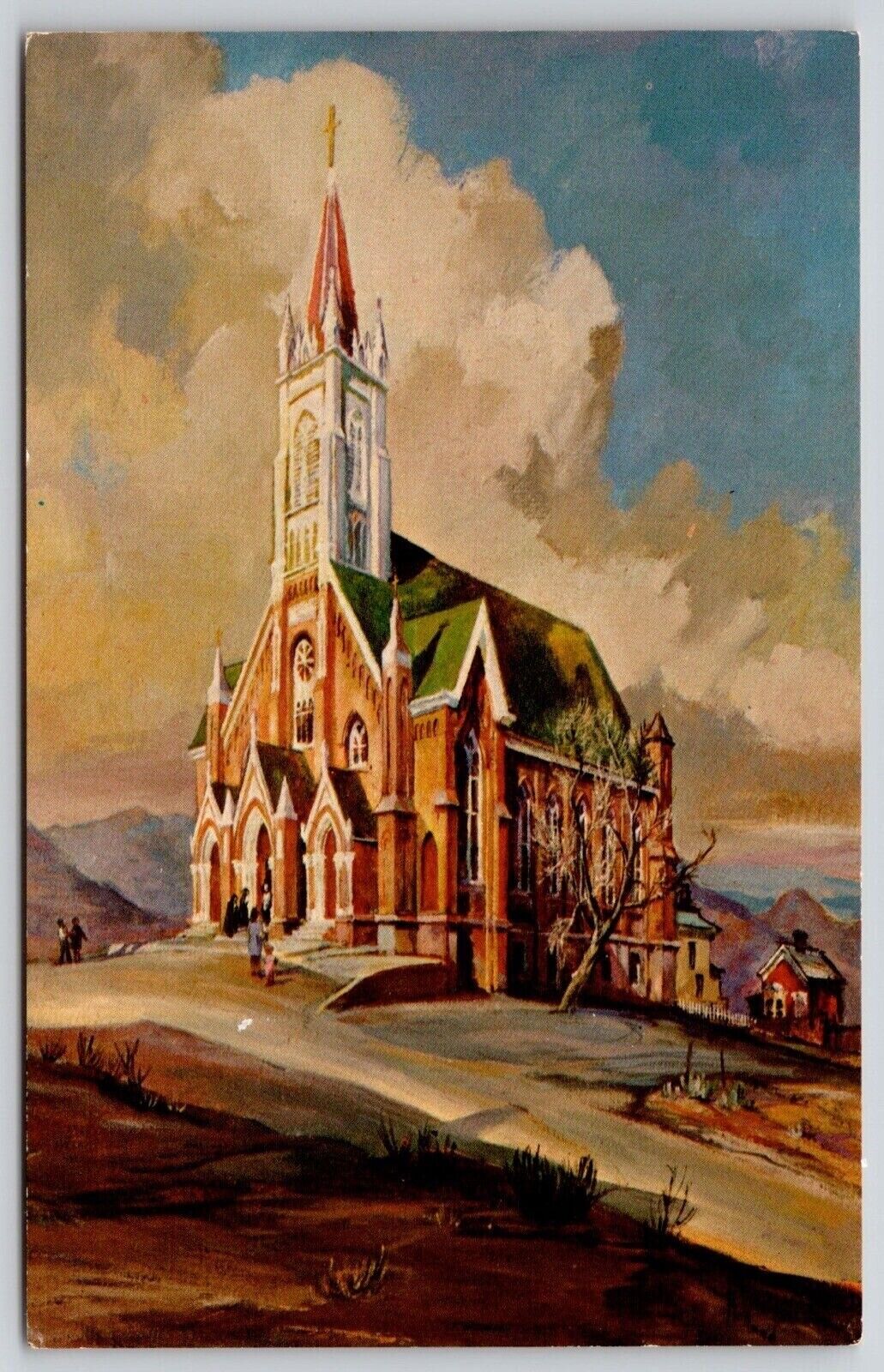 Saint Marys Mountains Pear Comstock Virginia City Nevada Church Chapel Postcard