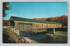Postcard West Dummerston Vermont Old Covered Bridge River Scenic Shore View VT picture