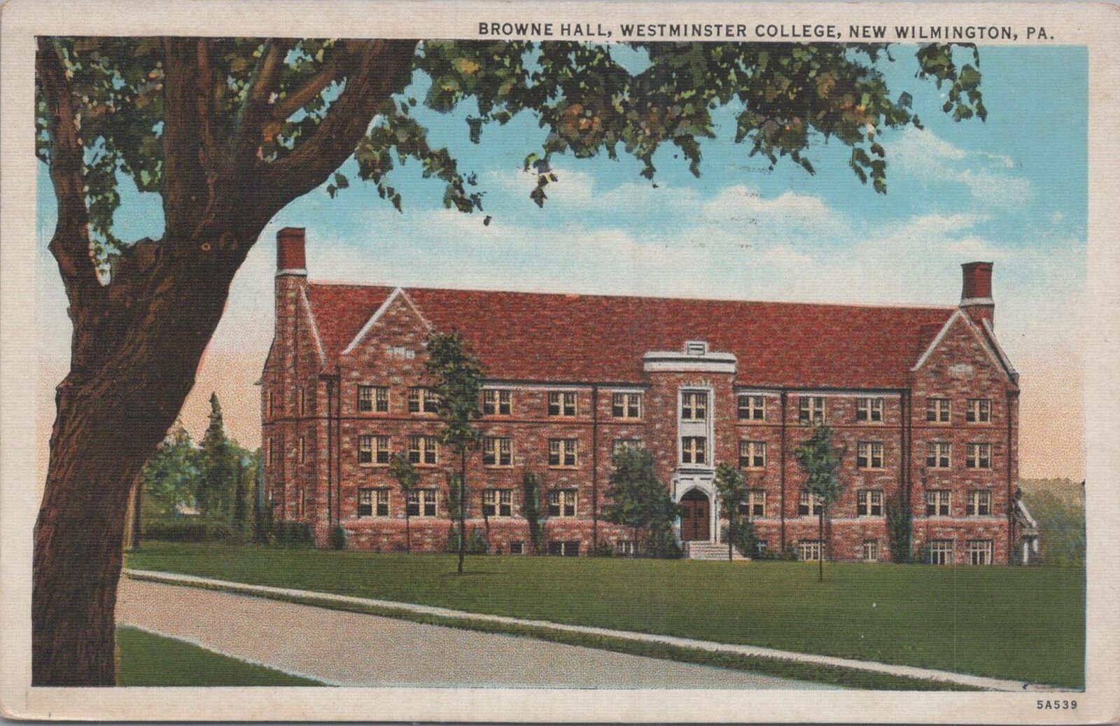 Postcard Browne Hall Westminster College New Wilmington PA 