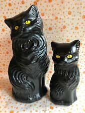 Blow  Mold Plastic Halloween Black Cats Decoration Scary Yellow Eyes Union Pair picture