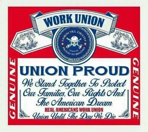 Work Union Union Proud - Budweiser Sticker > Funny Hardhat Decal