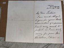 1881 Antique Letter from British Landscape Artist Thomas Danby, Mentions Sketch picture