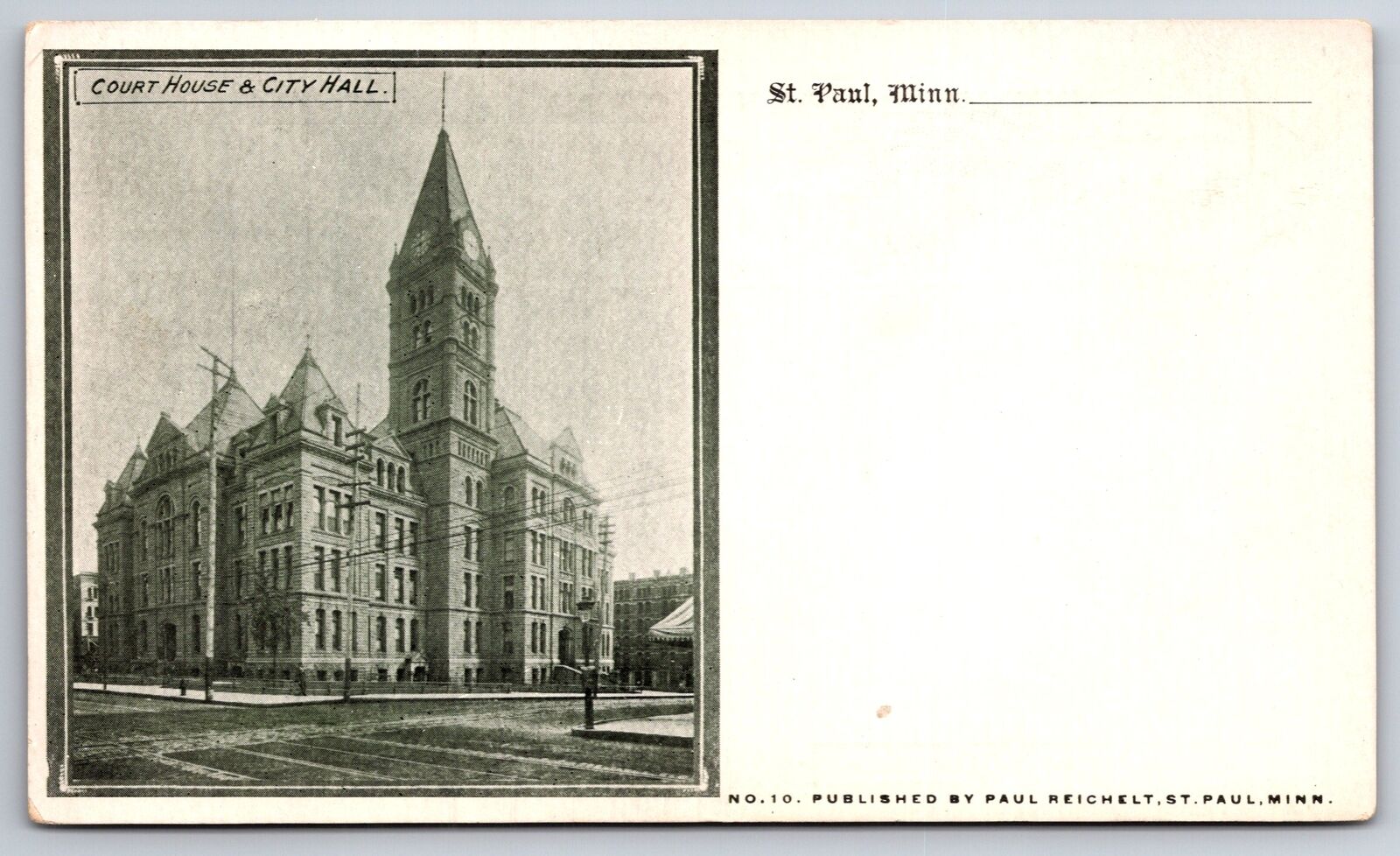 Saint Paul Minnesota~Downtown Court House & City Hall~c1905 Postcard