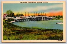 Norfolk Virginia~Granby Street Bridge~Hi John & Barb~1930s Linen Postcard picture