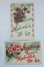 2 HELVETIA RANDOLPH COUNTY WV GREETINGS FROM POSTCARD ELKINS PICKENS 1907 FLOWER picture