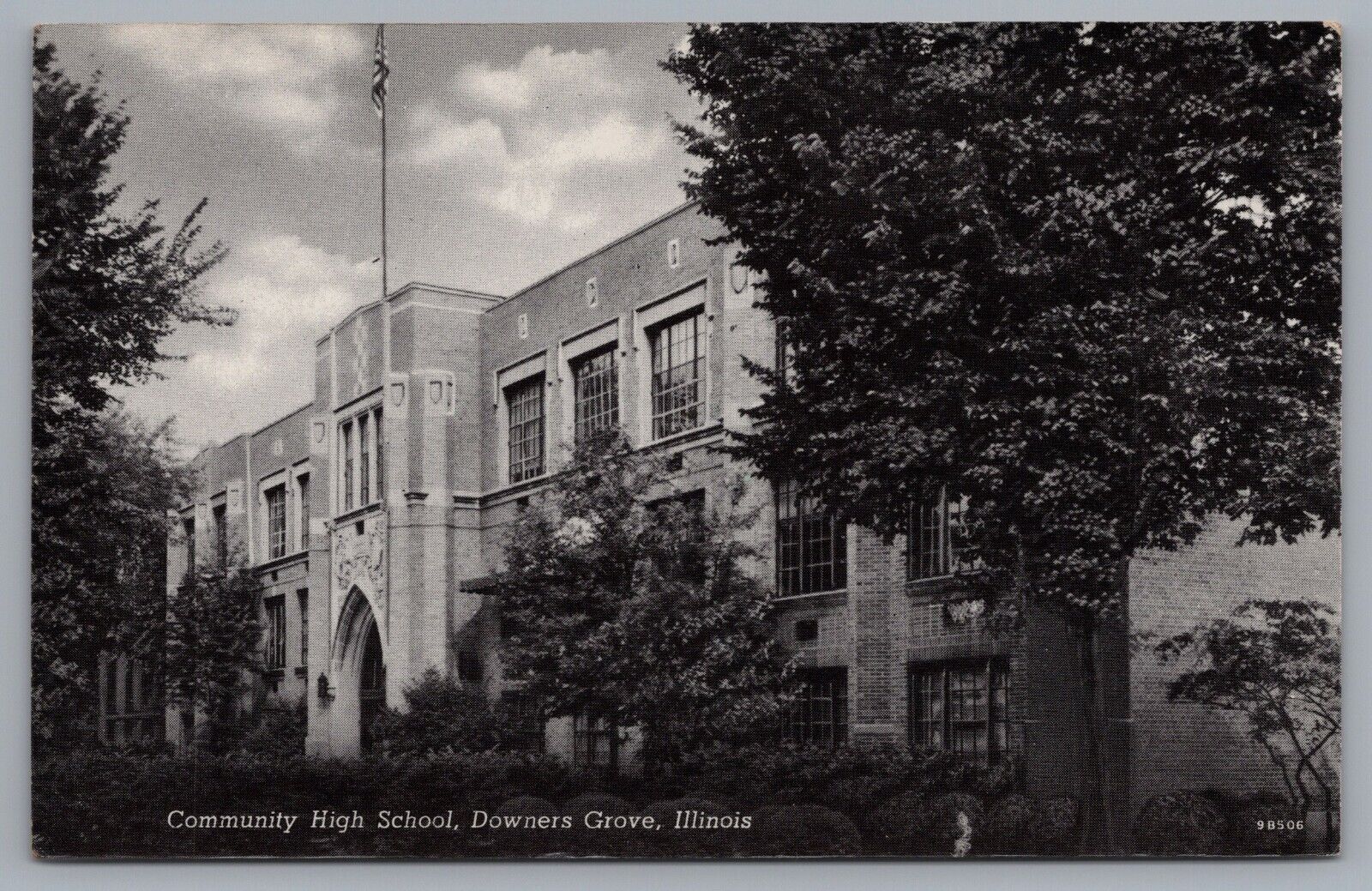 Community High School Downers Grove Illinois 1950s Postcard