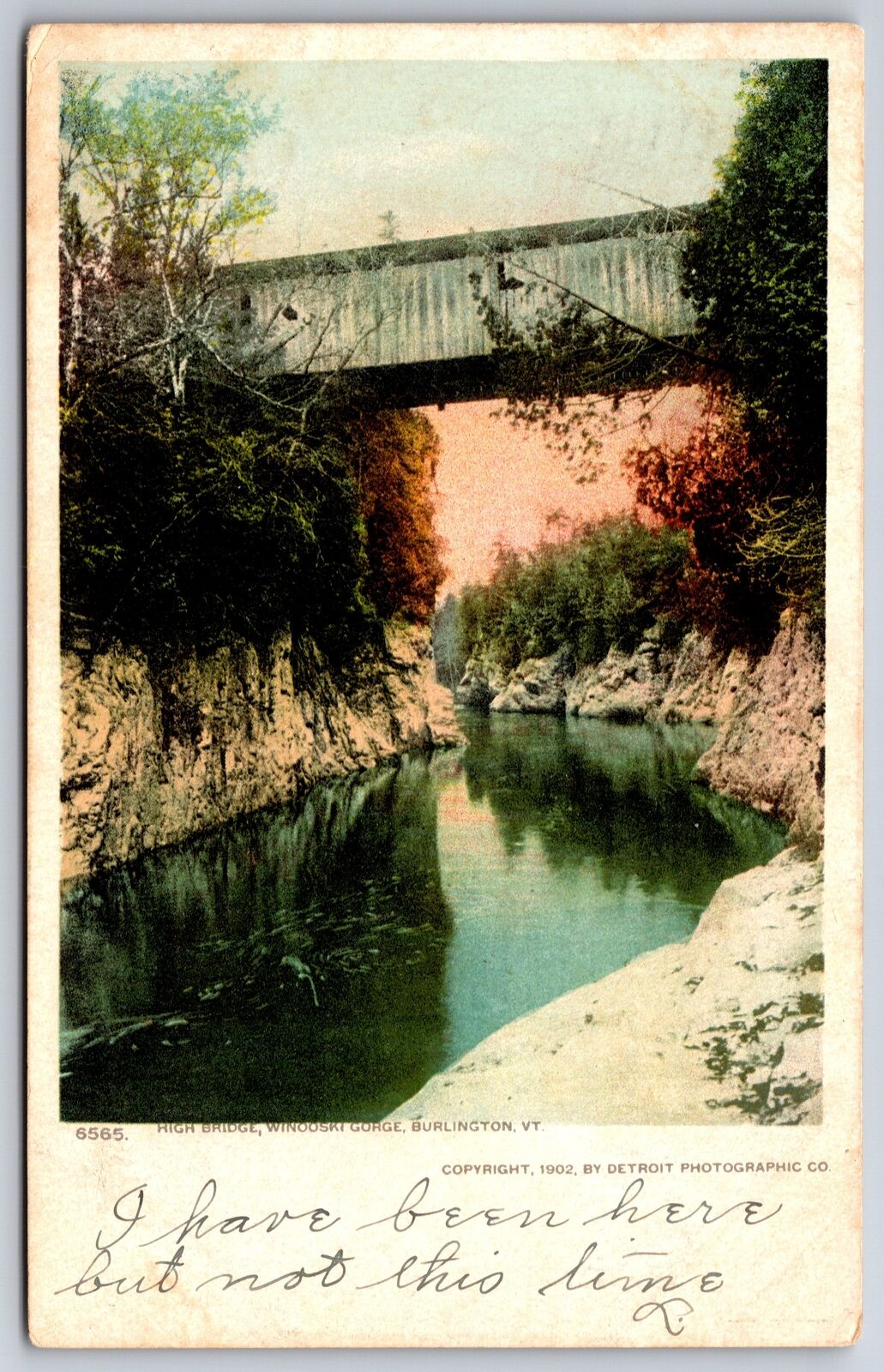 Burlington Vermont~Winooski Gorge~High Bridge~1902 Detroit Pub Postcard
