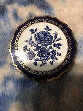 Stratton Compact White Blue & Gold With Original Box and Velvet Sleeve picture