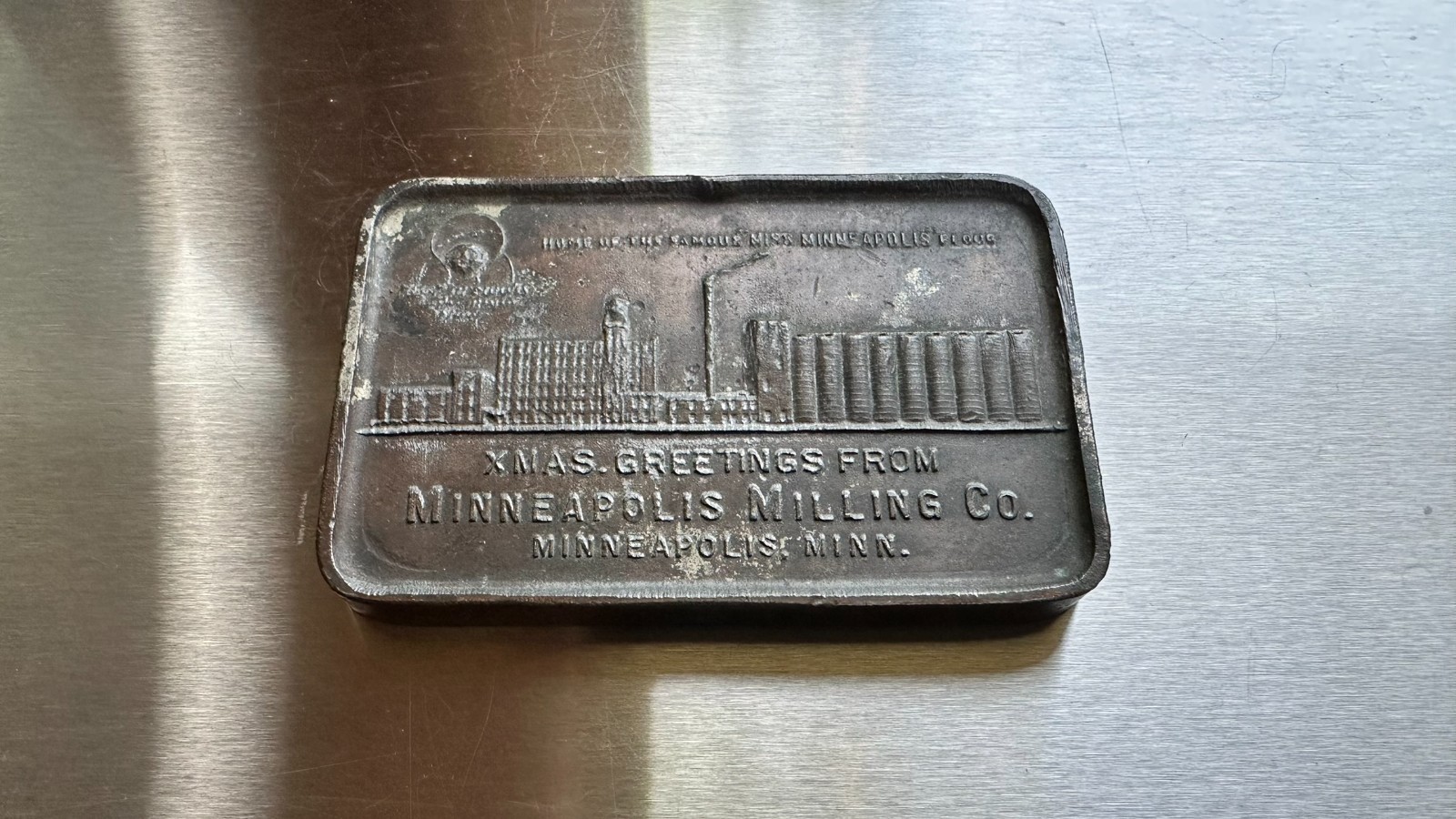 Antique Bronze Paperweight Minneapolis Milling Co Flour Grain Elevator Xmas Antique Bronze Paperweight Minneapolis Milling Co Flour Grain Elevator Xmas