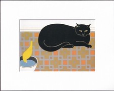 8X10 Matted Print Kittens Cat Art Picture: Will Barnet, Cat and Canary picture
