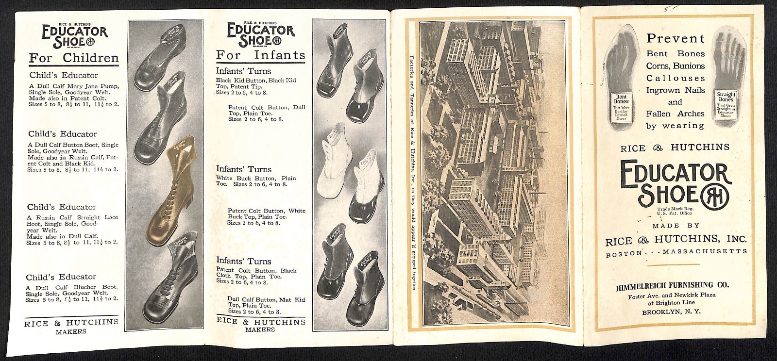 Educator Shoe / Rice & Hutchins Boston, MA Fold-Out Pamphlet c1915-20