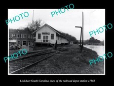 OLD POSTCARD SIZE PHOTO OF LOCKHART SOUTH CAROLINA THE RAILROAD DEPOT c1960 picture