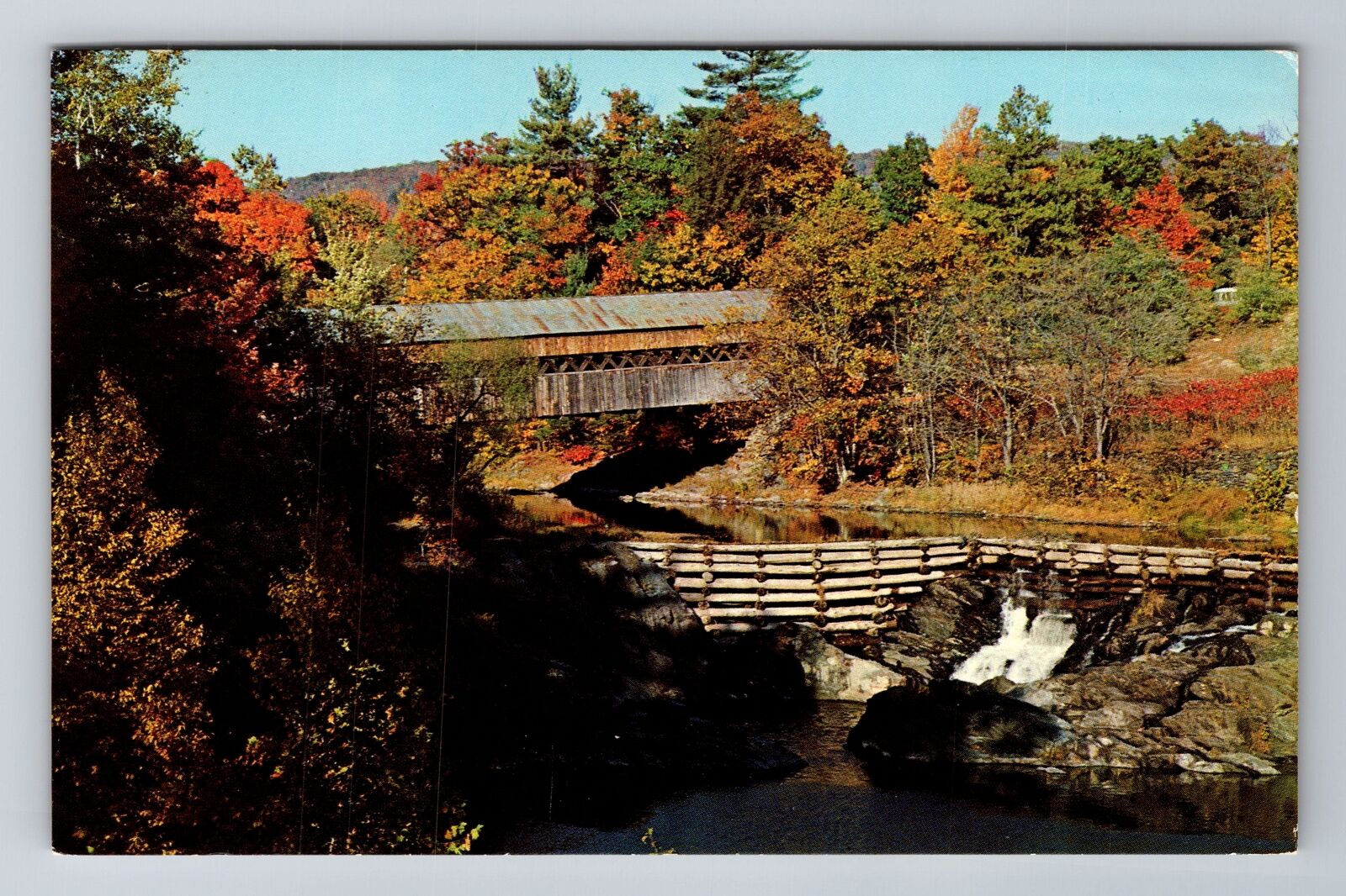 Bellows Falls VT-Vermont, Covered Bridge over Saxtons River, Vintage Postcard