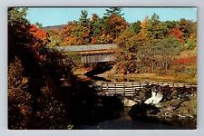 Bellows Falls VT-Vermont, Covered Bridge over Saxtons River, Vintage Postcard picture