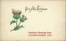 Londonderry New Hampshire NH Christmas Thistle Greetings c1910 Vintage Postcard picture