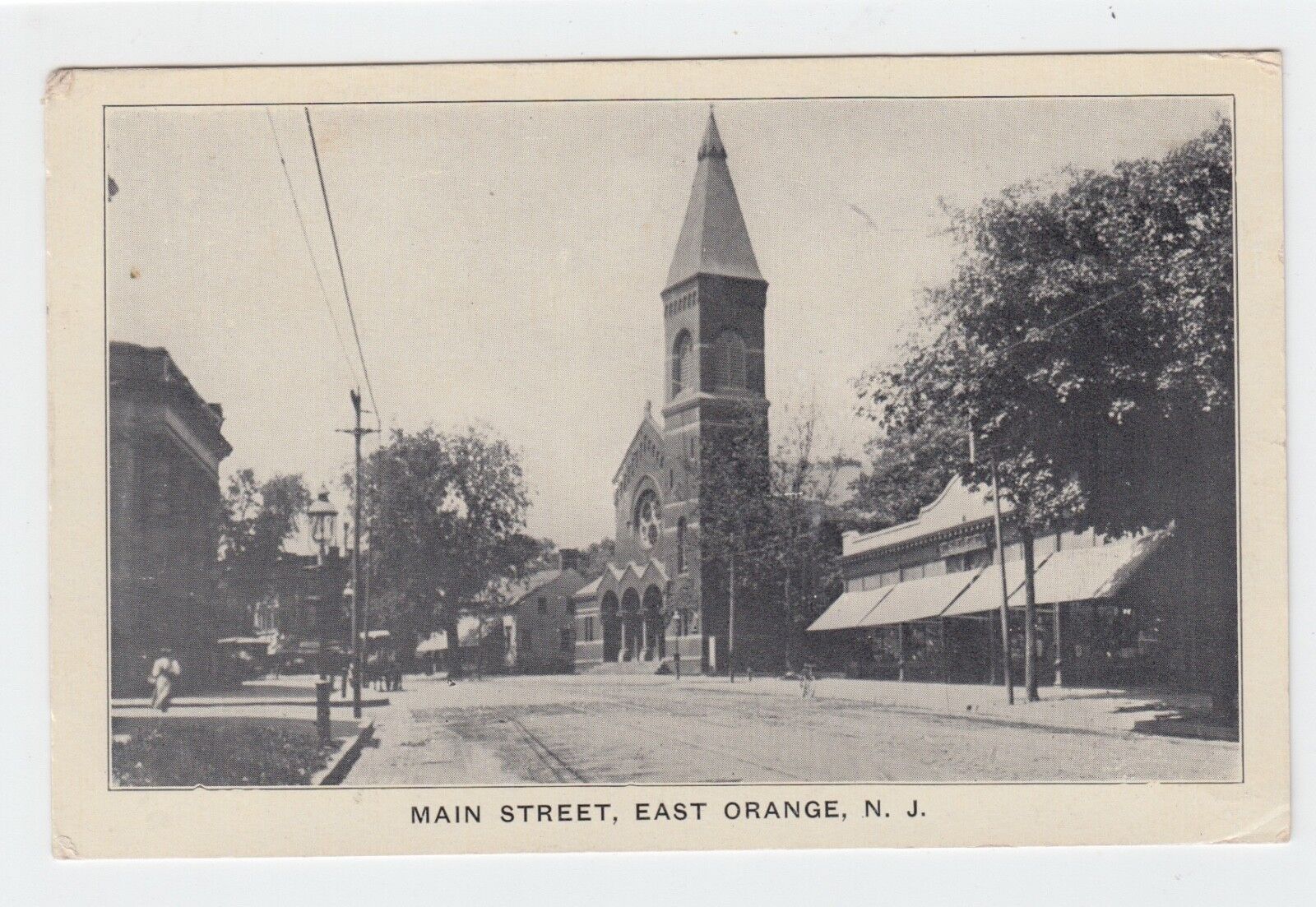 East Orange NJ Photo Postcard Main Street Scene Stores Church Essex County