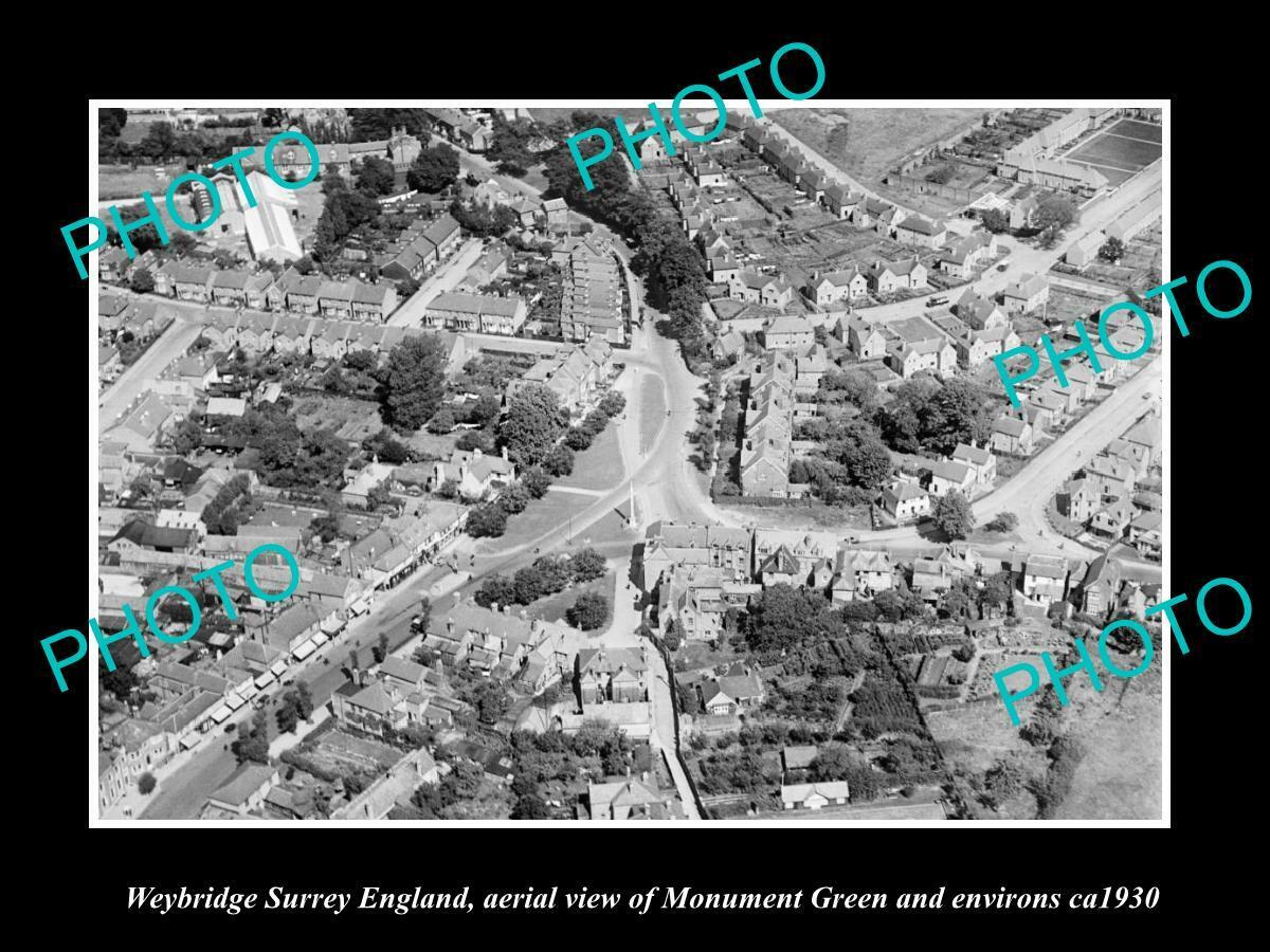 OLD 8x6 HISTORIC PHOTO OF WEYBRIDGE SURREY ENGLAND THE MONUMENT GREEN c1930