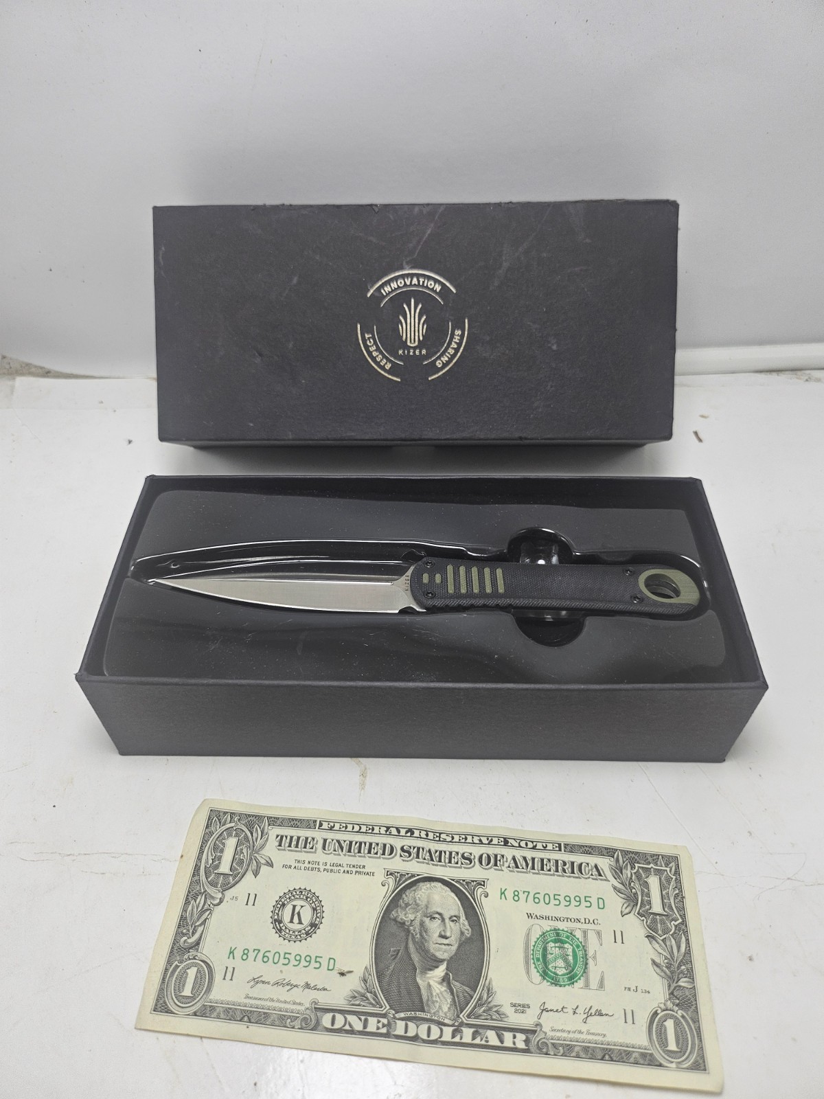Kizer Cutlery Justin Lundquist Hidden Agenda Fixed Blade Knife 3.5