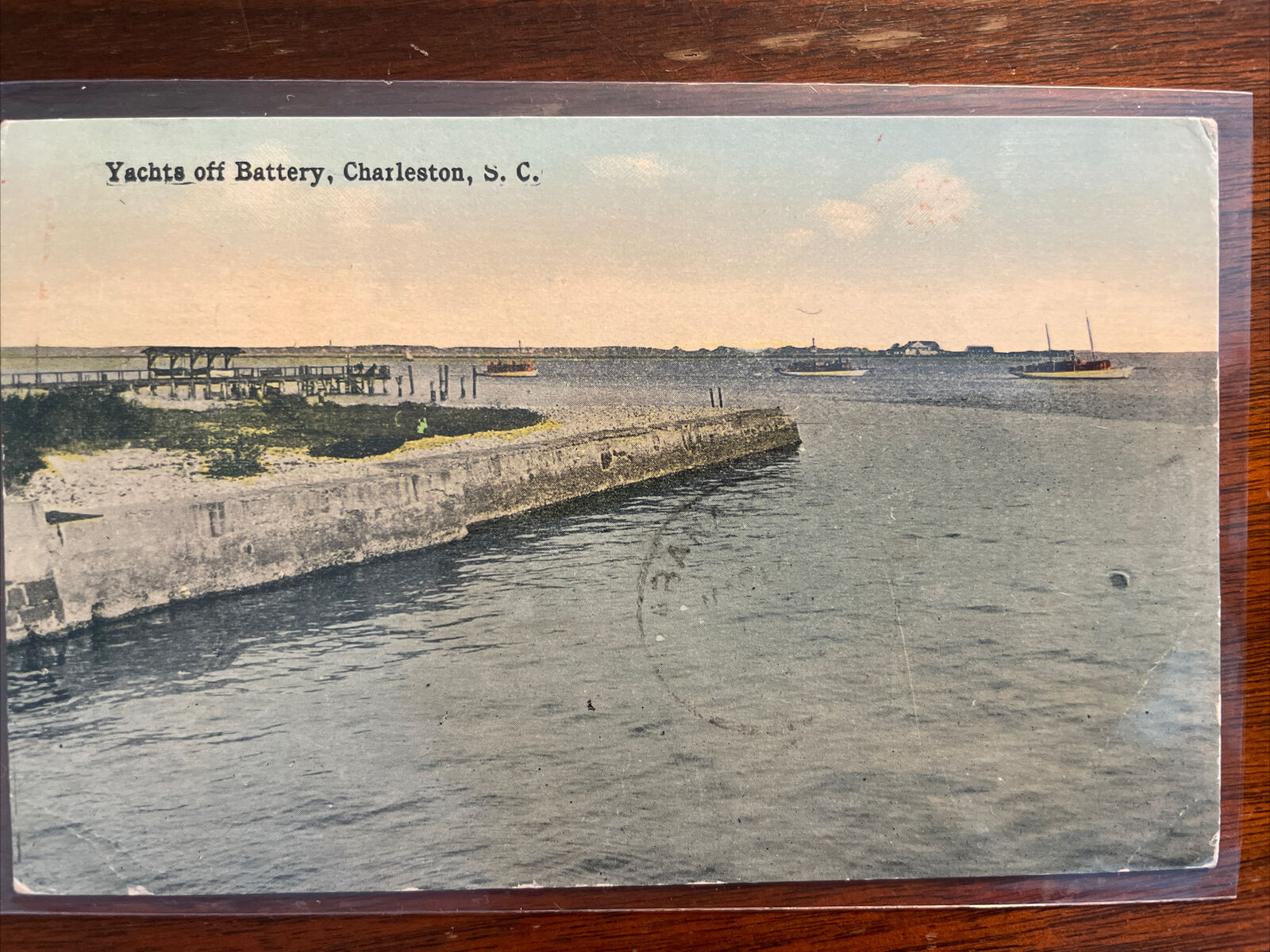 Charleston South Carolina antique postcard Yachts Off Battery