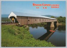 Windsor-Cornish Covered Bridge~VT/NH~Built 1866~Red Boat~Continental Postcard picture