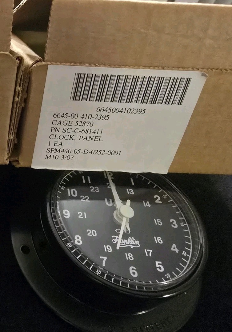 Franklin Instrument Model No. 411-P US Military 12&24 Hr Quartz Panel/Wall Clock Franklin Instrument Model No. 411-P US Military 12&24 Hr Quartz Panel/Wall Clock