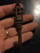 Victorian Skull Key Castle Skeleton Cast Iron Metal Cathedral Patina Collector S picture