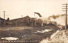 D29/ Swanton Ohio Photo RPPC Postcard c1910 Lake Shore Railroad Wreck Disaster picture