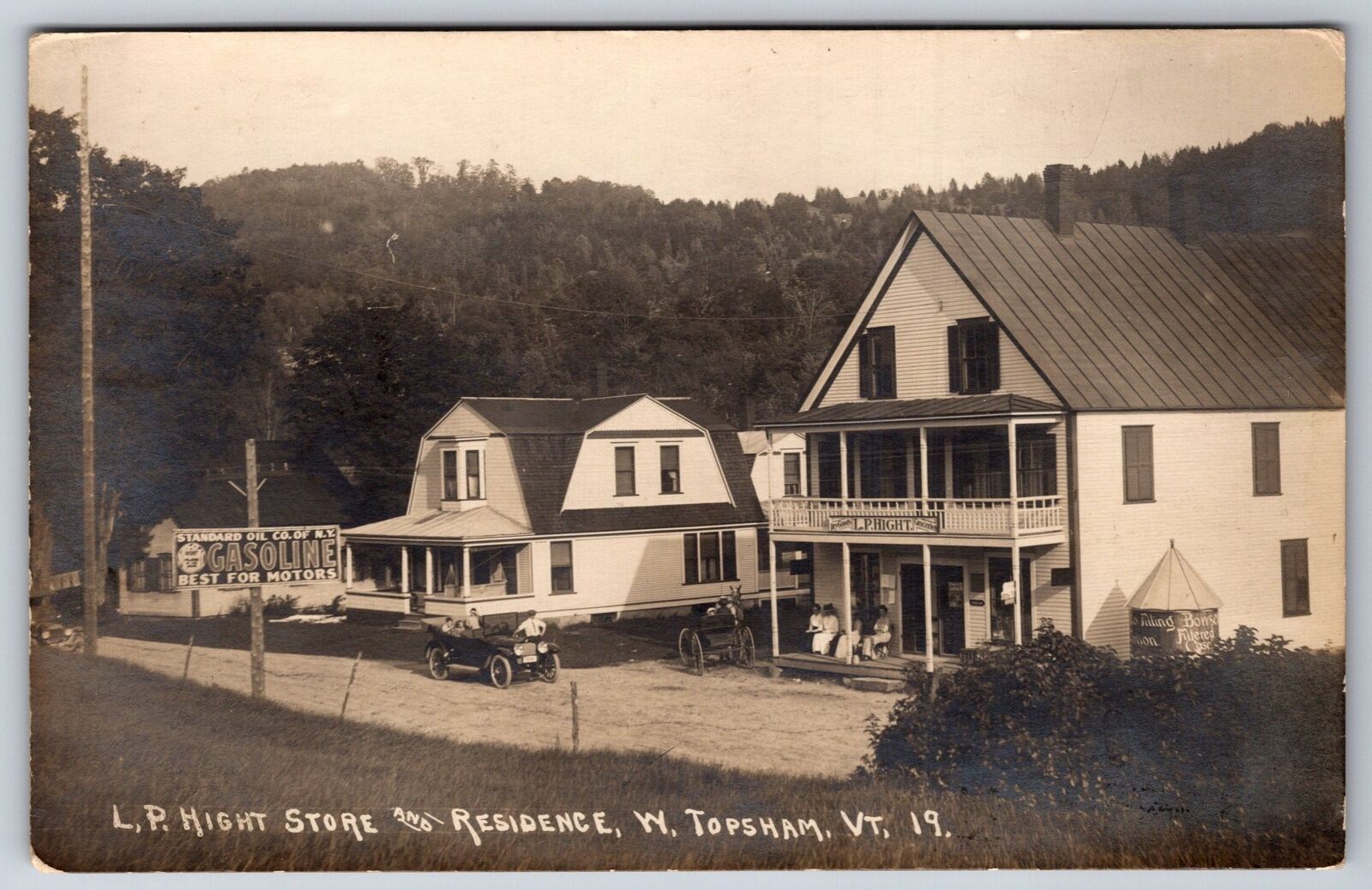 West Topsham Vermont~LP Hight Dry Goods Store & Residence~SOCONY Billboard RPPC