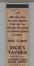 Matchbook Cover - Woodie - Dick's Tavern Rutland, VT picture