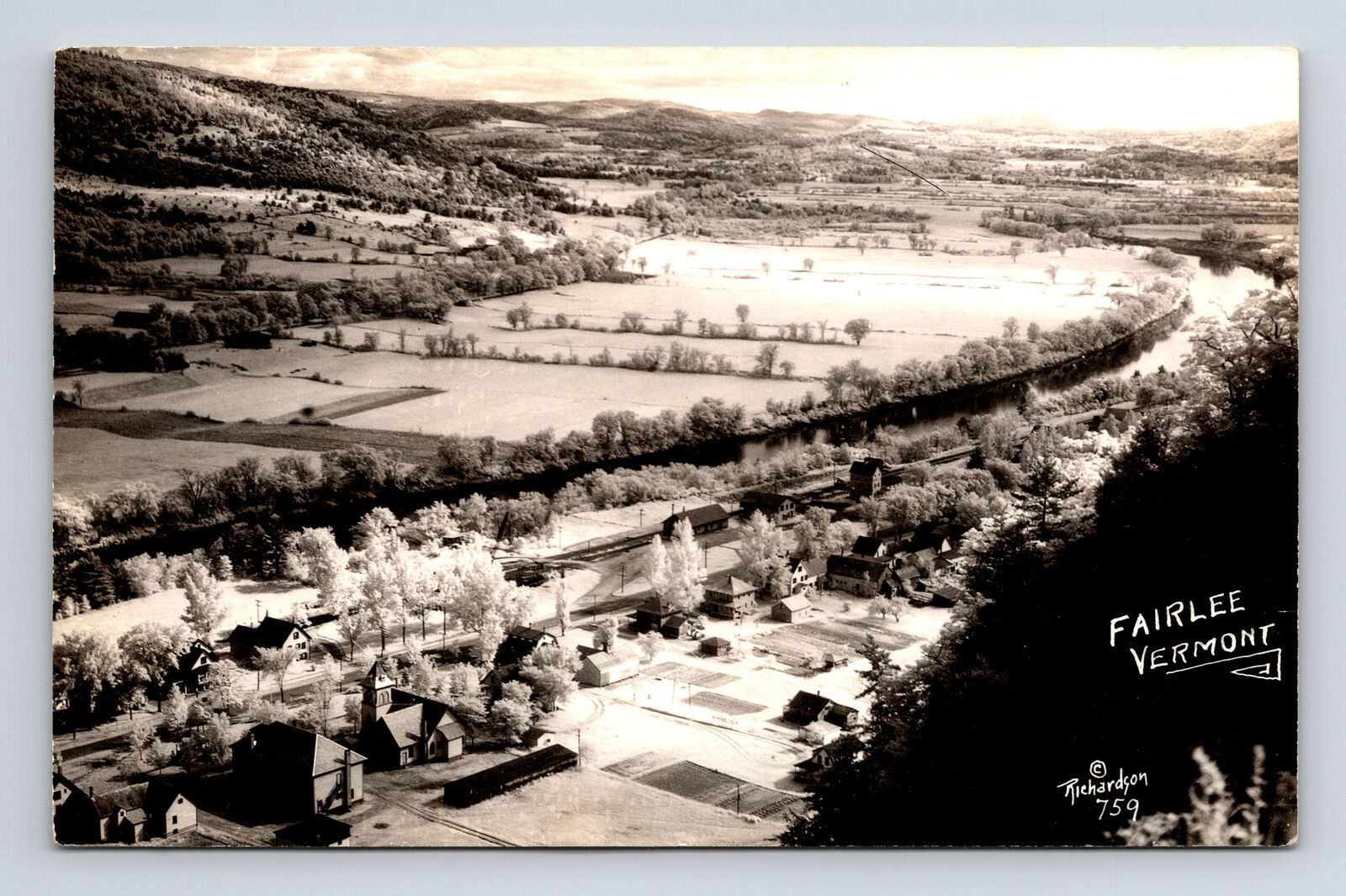 RPPC Aerial View Infrared Photo? Of Fairlee Vermont VT Real Photo Postcard
