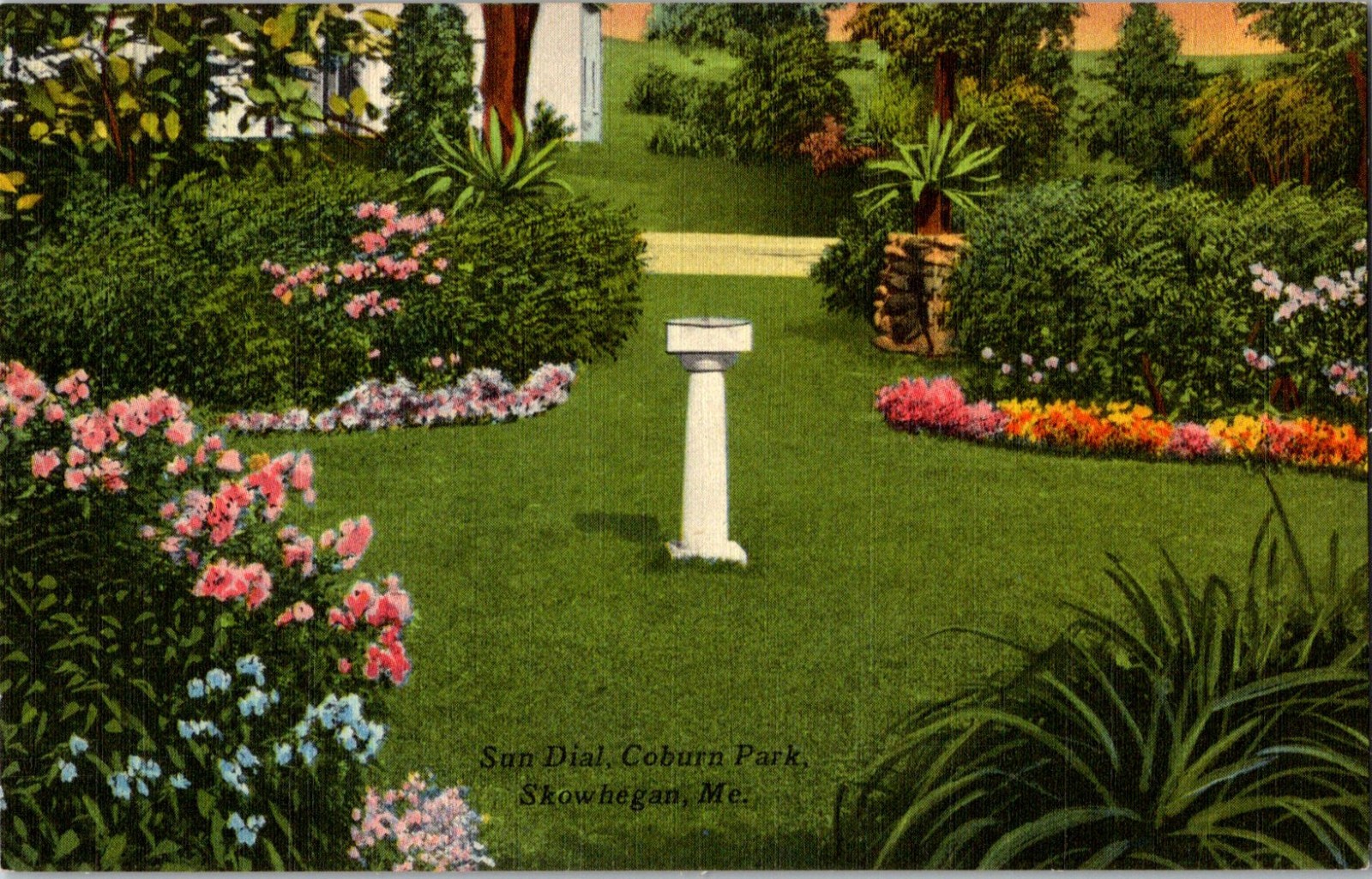 Sun Dial Coburn Park Skowhegan Maine Postcard Sun Dial Coburn Park Skowhegan Maine Postcard