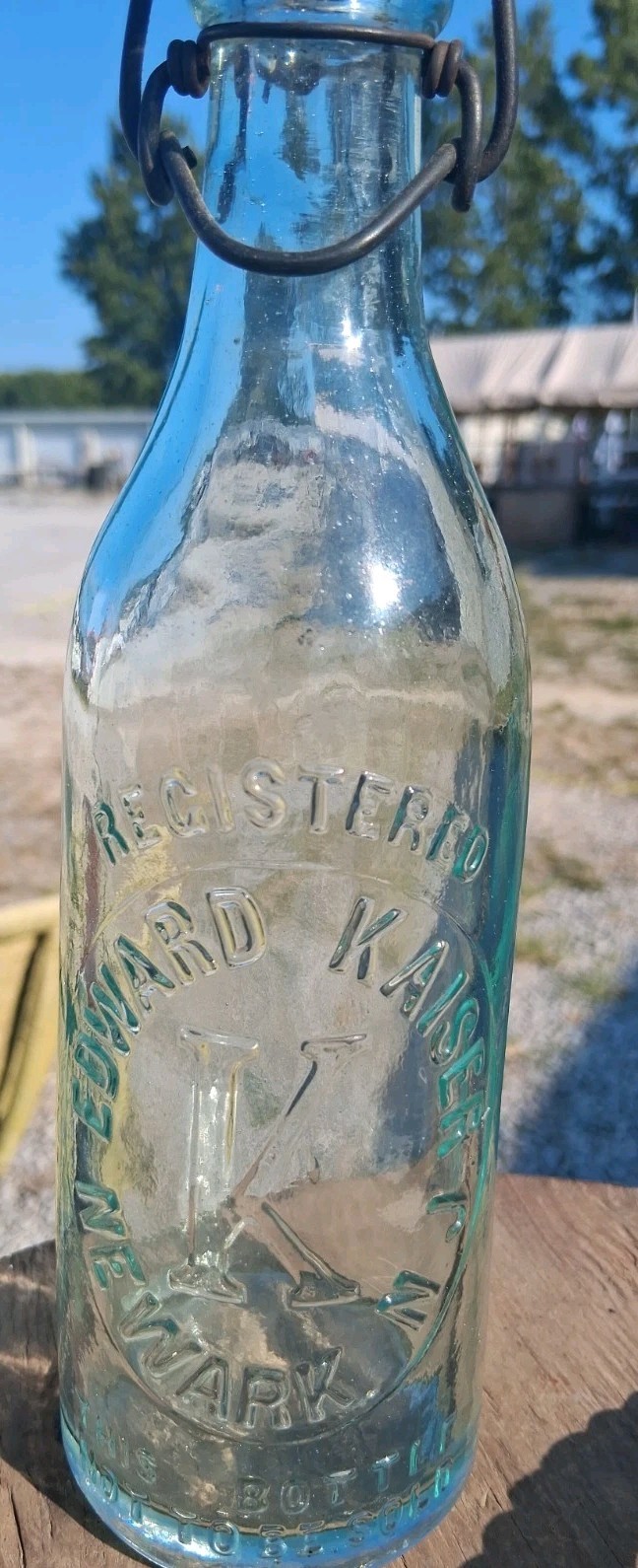 Rare Antique Embossed Auqa Edward Kaiser Newark N.J. Bail Stopper BLOB TOP Rare Antique Embossed Auqa Edward Kaiser Newark N.J. Bail Stopper BLOB TOP