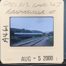 GMRC 302 Train Bartonsville VT Covered Bridge 2000 35mm Slide Railfan picture