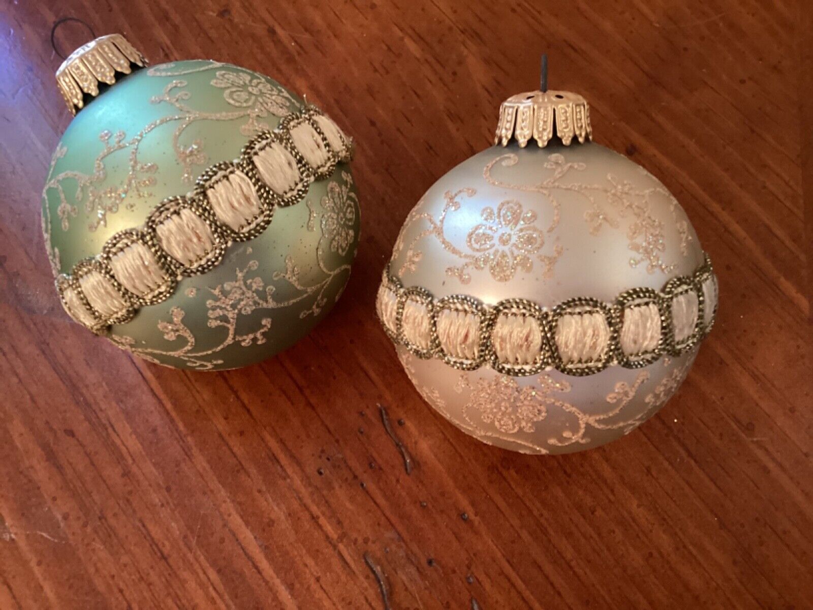 air Vintage Blown Mercury Glass Glitter Balls Christmas Ornaments West Germany