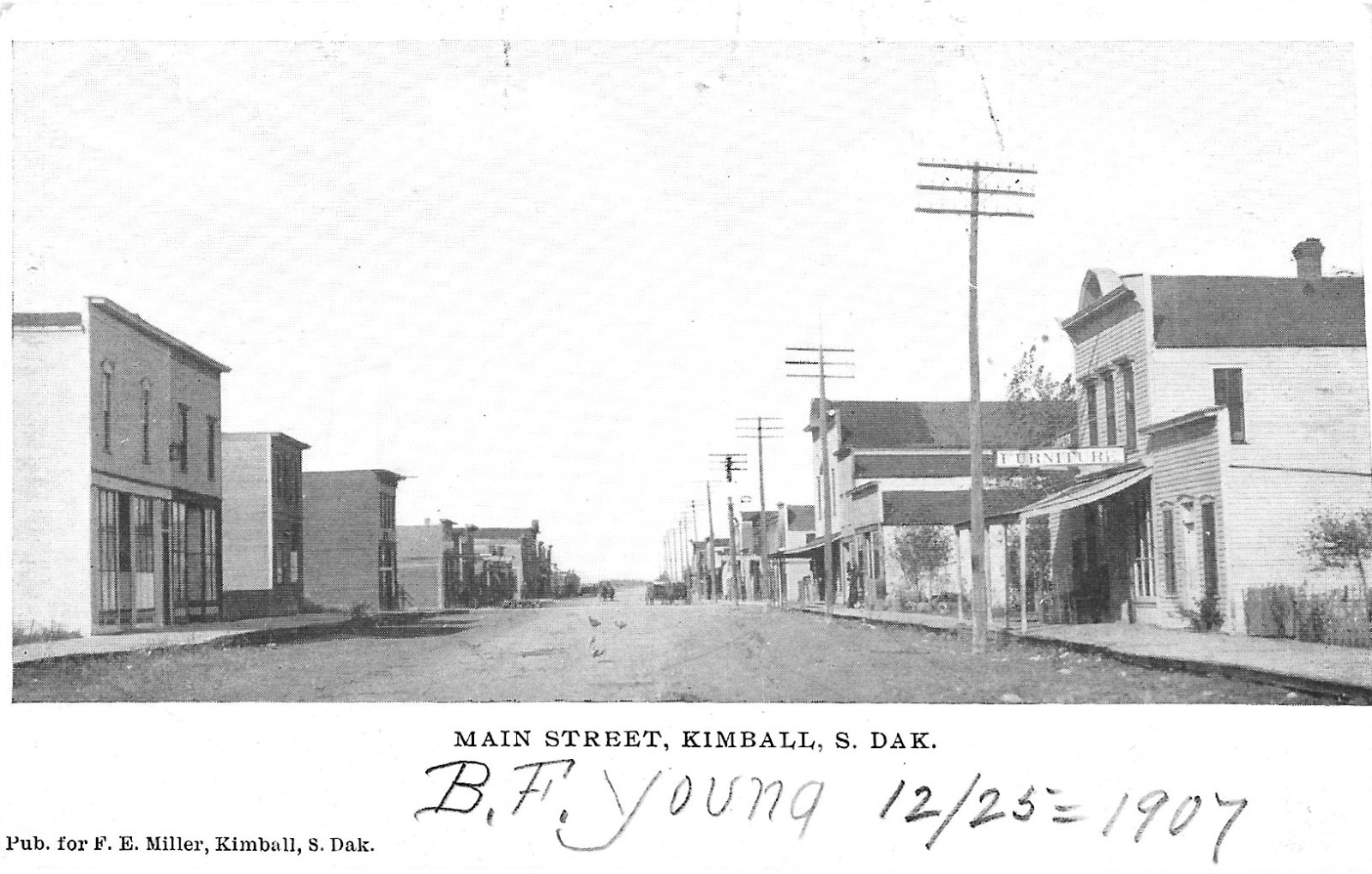KIMBALL SOUTH DAKOTA Postcard - MAIN STREET - Near CHAMBERLIN S.D. - 1907 WOF