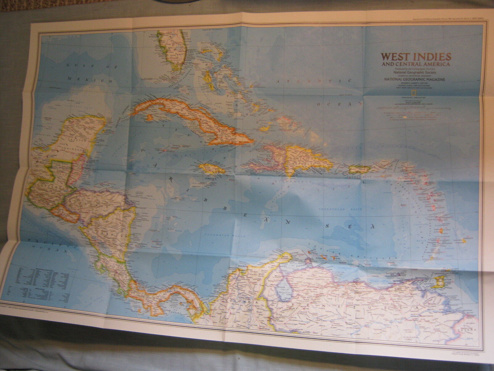 WEST INDIES CENTRAL AMERICA CARIBBEAN ISLANDS MAP National Geographic Feb. 1981