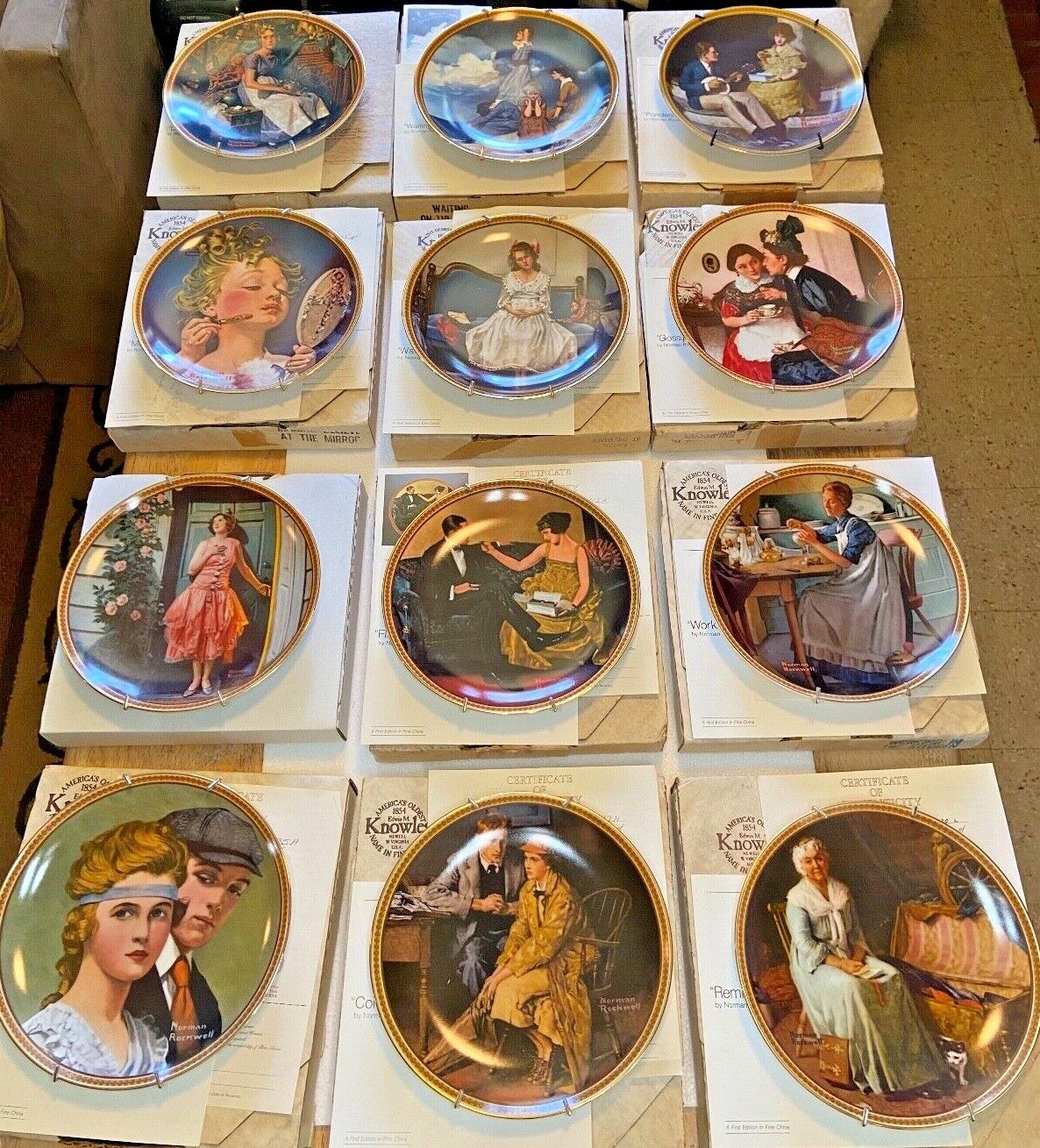 Knowles Rediscovered Women Complete Collector’s 12 Plates Set Norman Rockwell