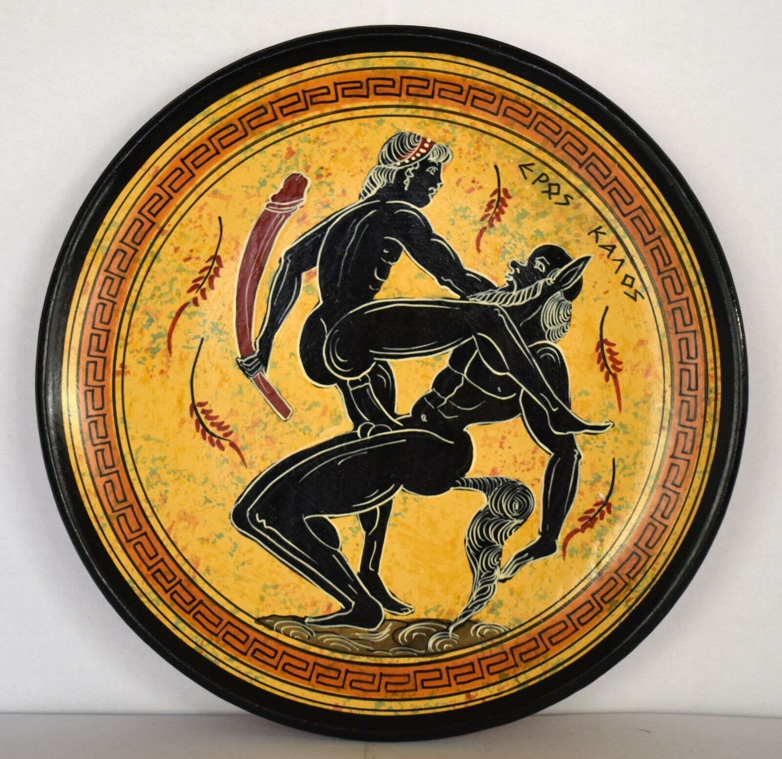 Homoerotic Scene between Two Males - Athens, 500 BC - Meander - Ceramic Plate