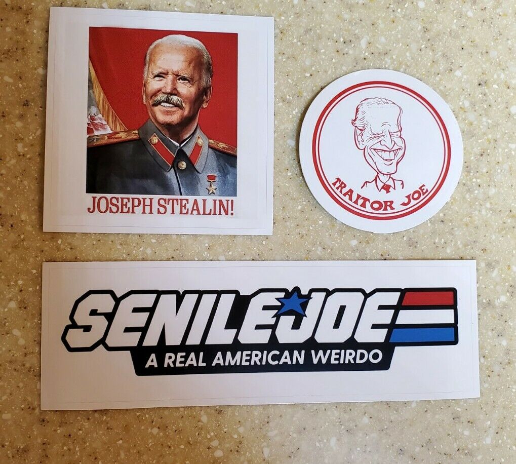 SENILE JOE,  Traitor Joe,  Joseph Stalin parody sticker Lot of 3 one each 