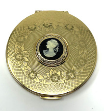 Vintage Stratton Cameo Gold Compact Mirror - London England with Velvet Pouch picture