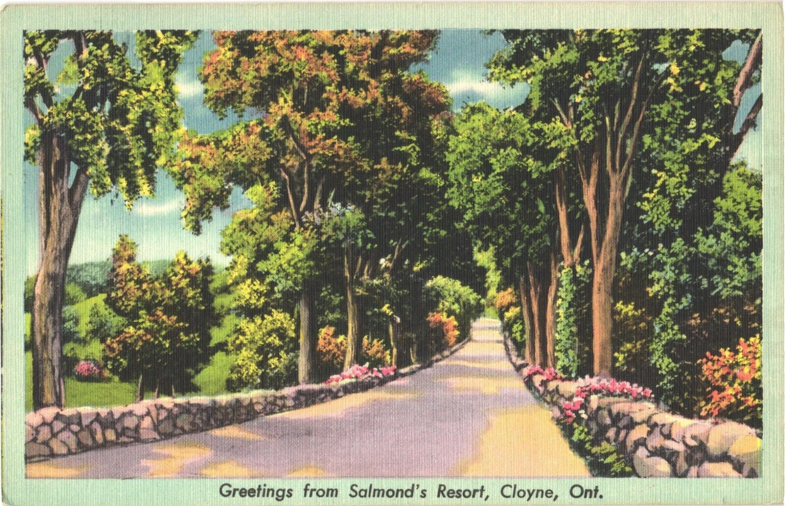 Serene Road, Greeting\'s From Salmond\'s Resort, Cloyne, Ontario, Canada Postcard