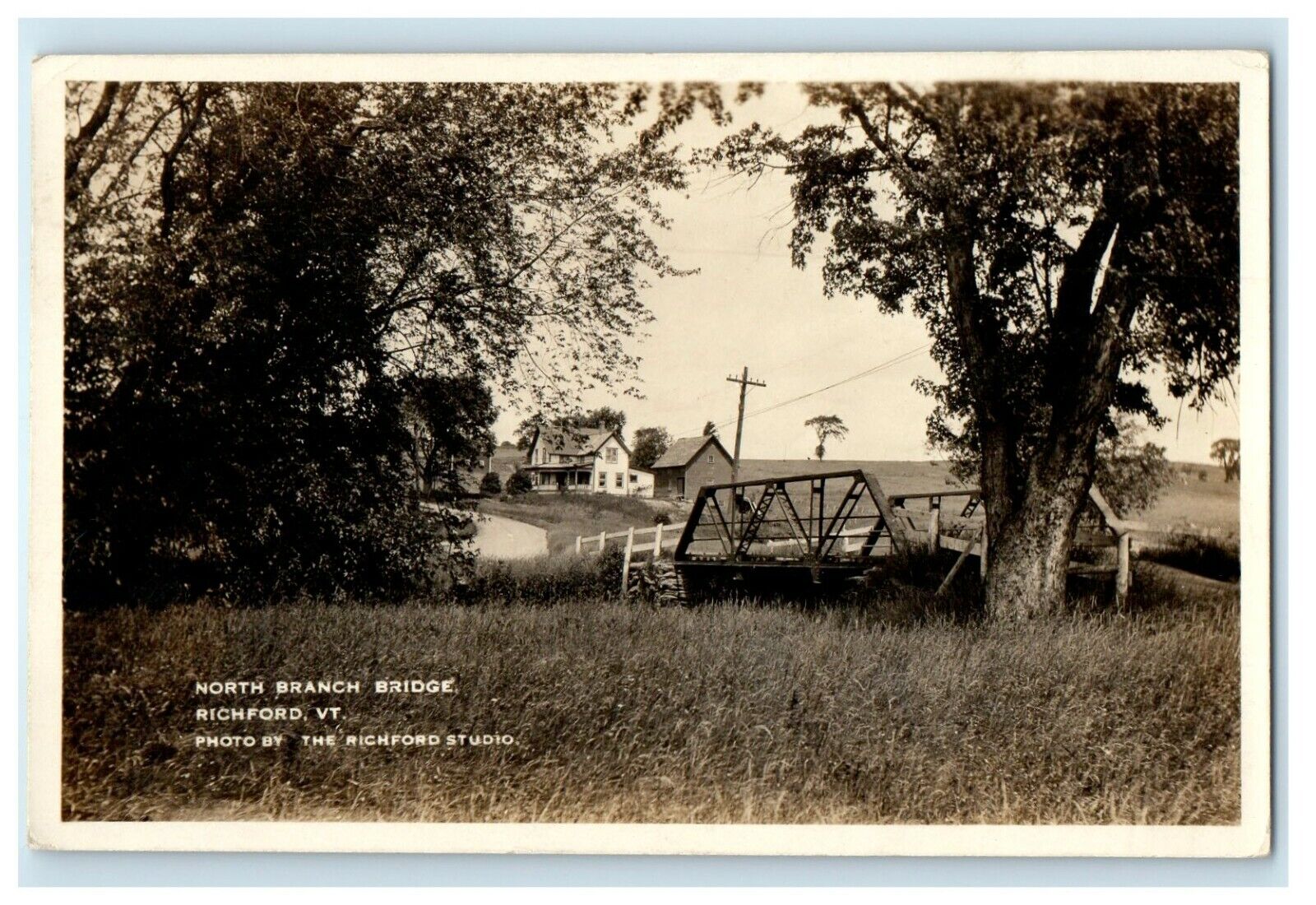 1942 North Branch Bridge Richford Vermont VT RPPC Photo Vintage Postcard