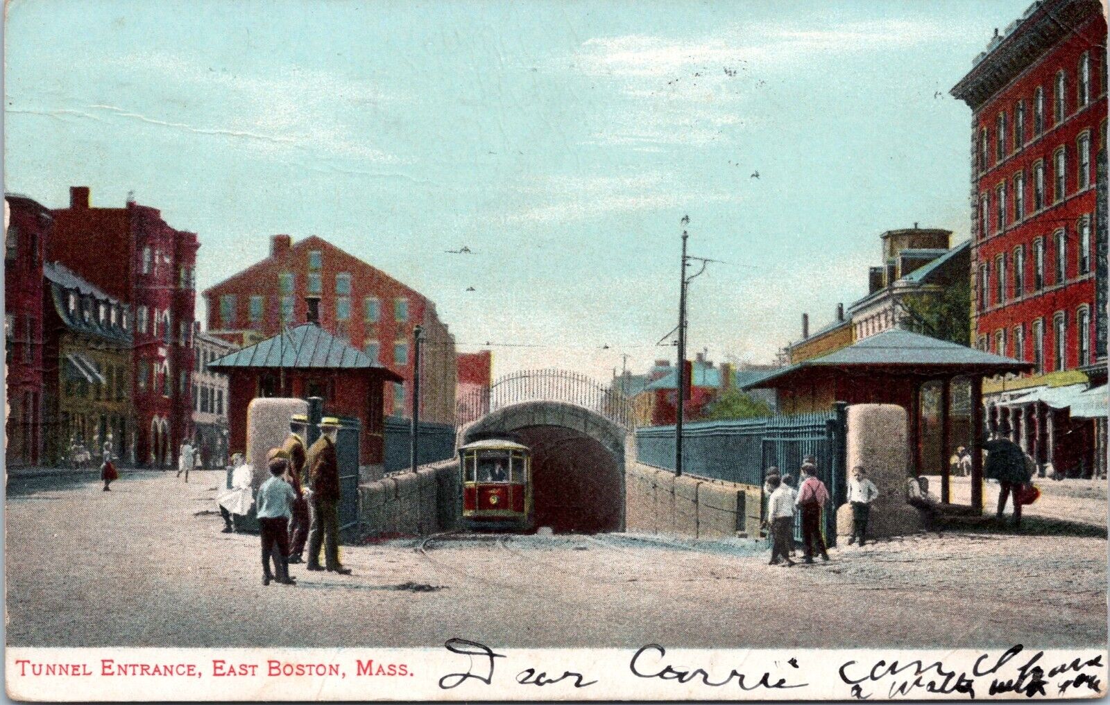 Tunnel Entrance, East Boston, Massachusetts - Vintage Divided Back Postcard 1907